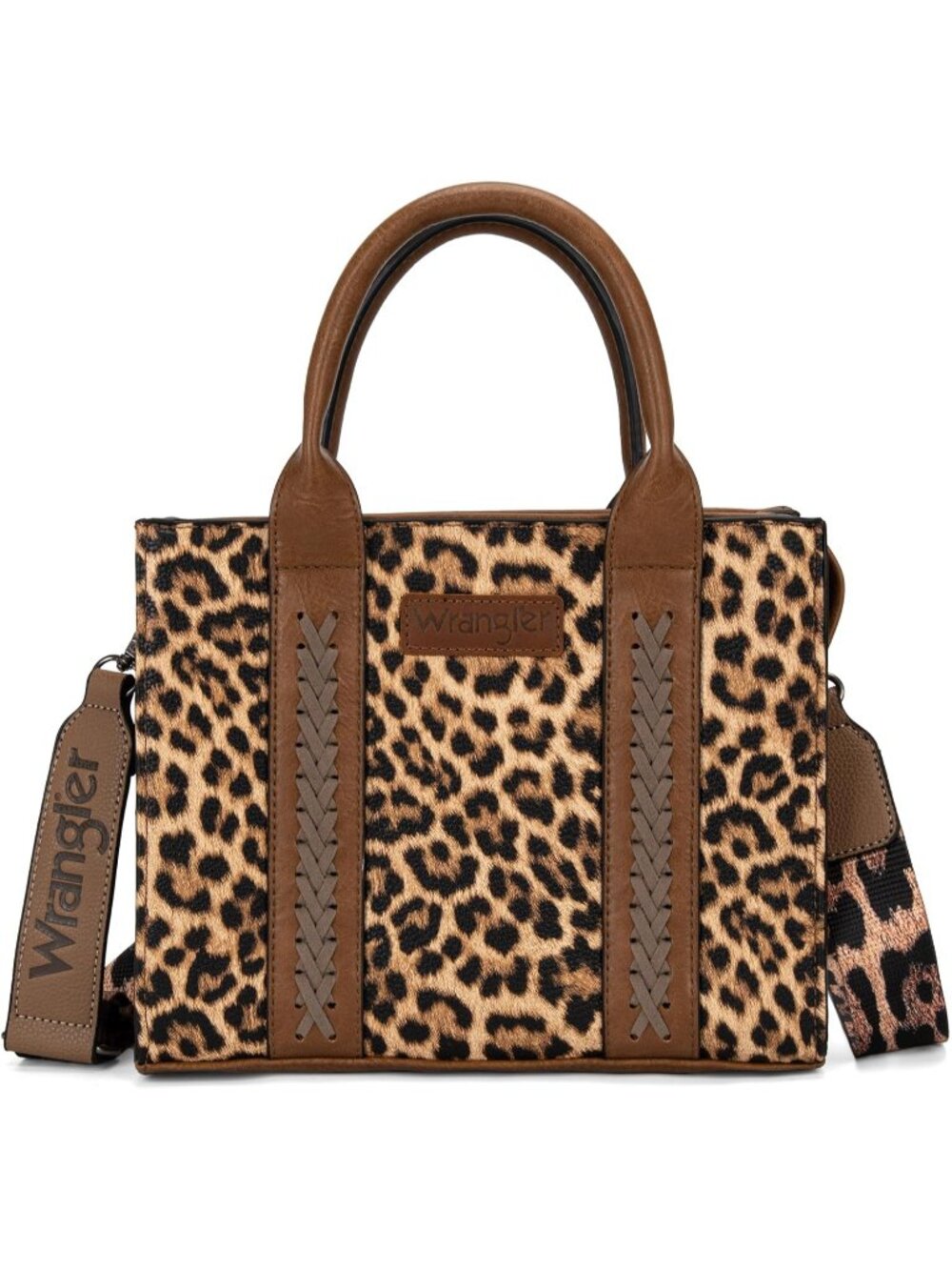 Women's leopardbass Polyester Zipper Top-handle Strap Quilted Tote Crossbody Bag